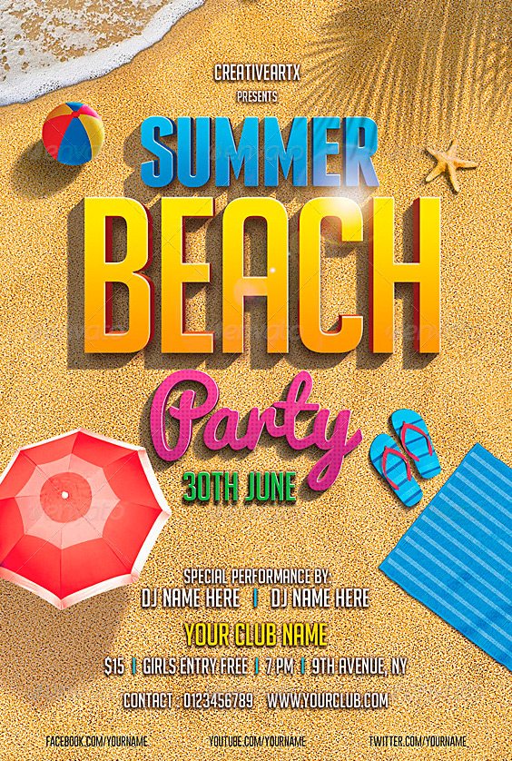 Beach Party Flyer Template