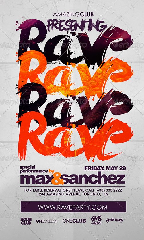 Colorful Rave Summer Party Flyer Template