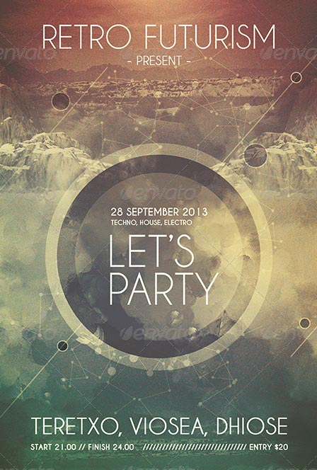 Retro Futuristic Flyer Poster Template