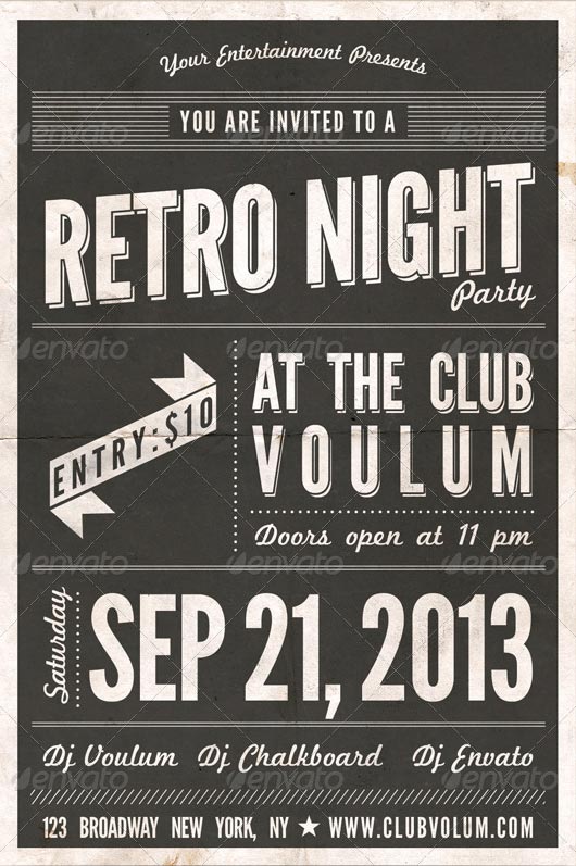 Retro Night Party Flyer Template