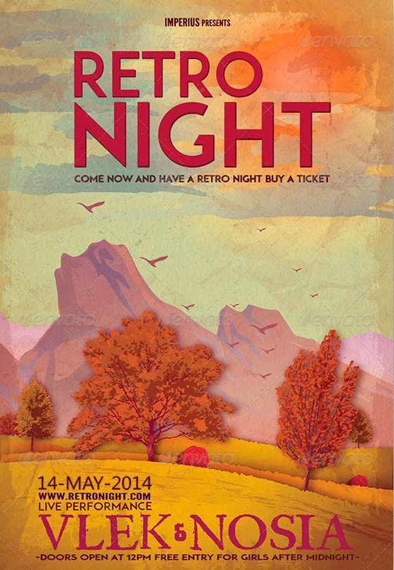 Retro Night Party Flyer Template