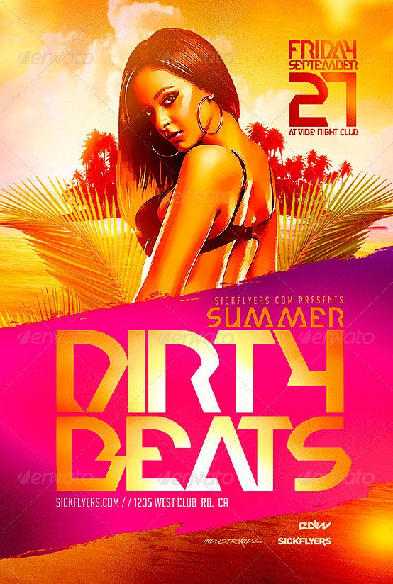 Summer Dirty Beats Flyer Template PSD