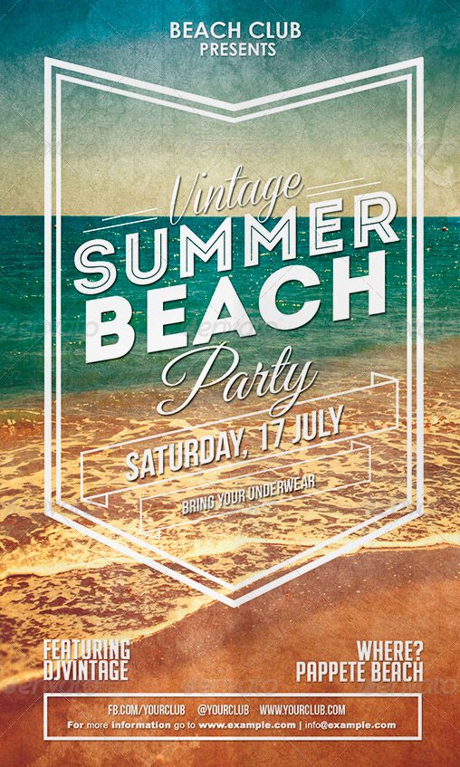 Vintage Summer Beach Party Flyer