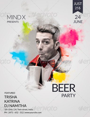 Beer Party Splash Flyer Template