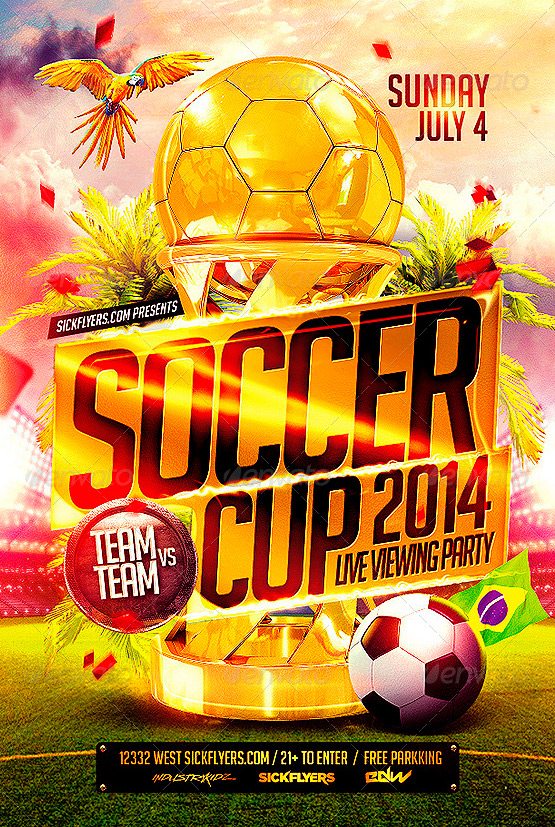 Brazil Soccer Cup 2014 Football Flyer