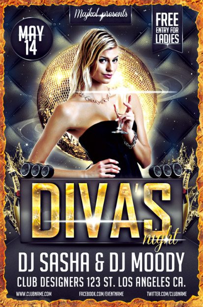 Free Flyer Template: Free Flyer Template: Diva's Night Flye