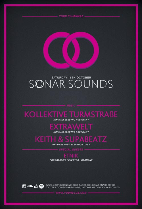 Free Flyer: Sonar Sound Vol.2 Minimal PSD Flyer Template