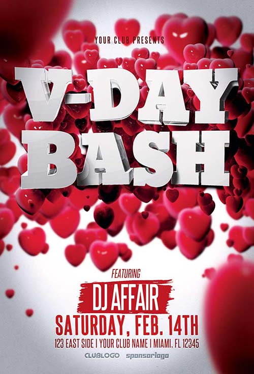 Valentine's Day Party Flyer Template