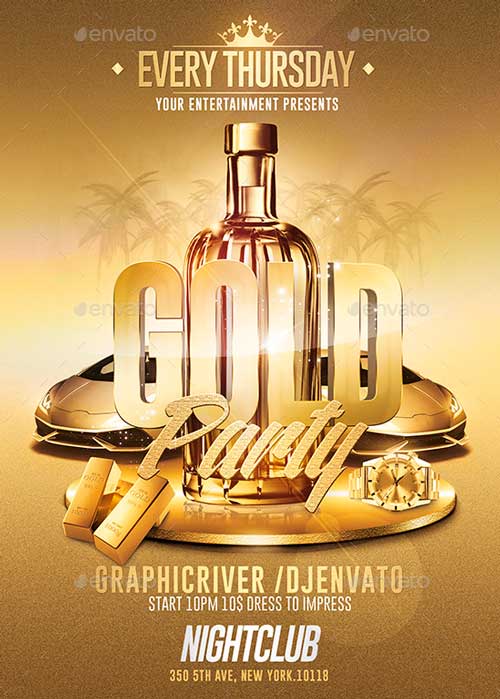 Gold Party PSD Flyer Template