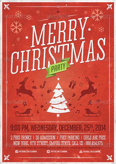 Retro Christmas Party Flyer Template