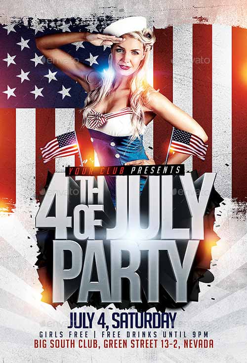 4th of July Flyer PSD Template