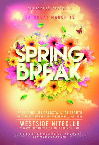 Colorful Spring Break Flyer Template