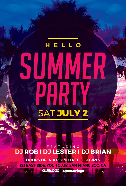 Hello Summer Party Flyer Template