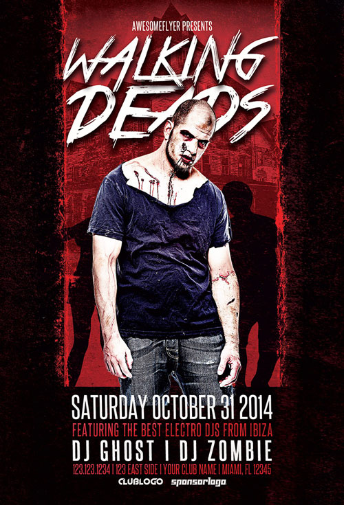 Walking Deads Halloween Party Flyer Template