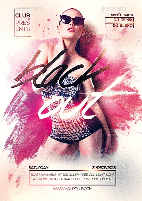 Black Out Party Flyer Template