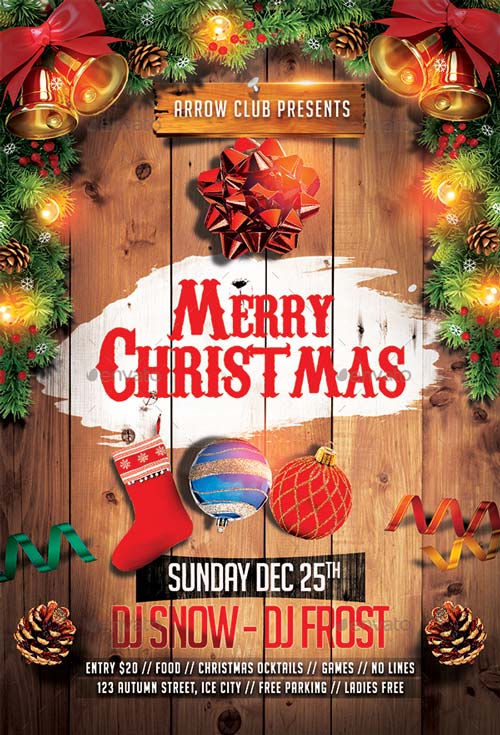 Merry Christmas Party Flyer Template