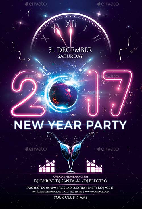 New Year Party Flyer PSD Template