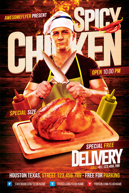 Spicy Chicken Restaurant Flyer Template