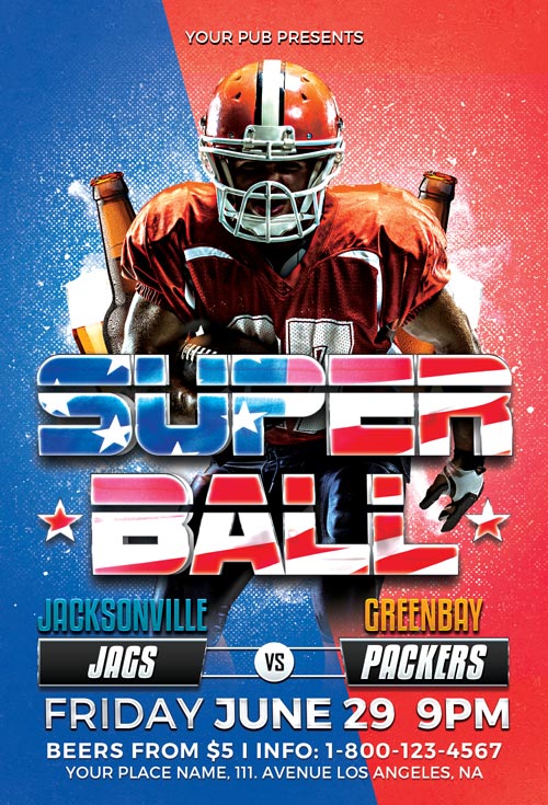 Super Ball Football Sport Flyer Template