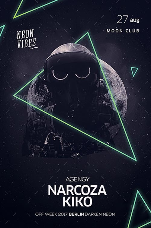 Neon Club Electro Party Flyer Template
