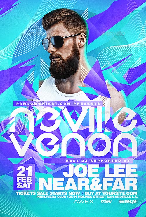 Electro DJ Concert Party Flyer Template