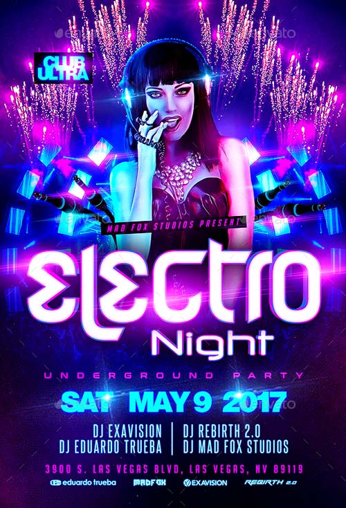 EDM Electro House Underground Music Party Flyer Template