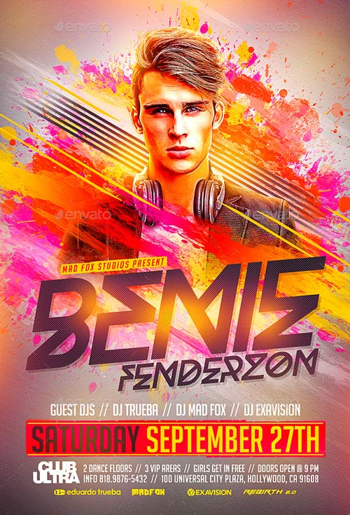 Electro House Music Guest Dj Party Flyer Template
