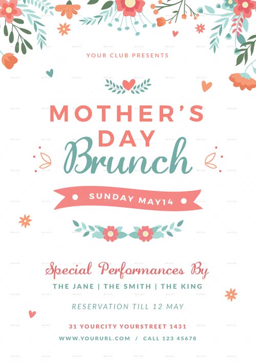Mothers Day Brunch Flyer Template