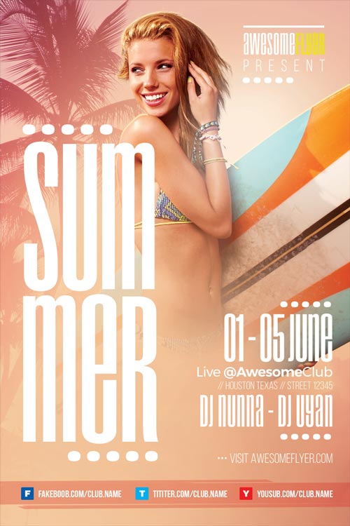 Summer Beach Flyer PSD Template