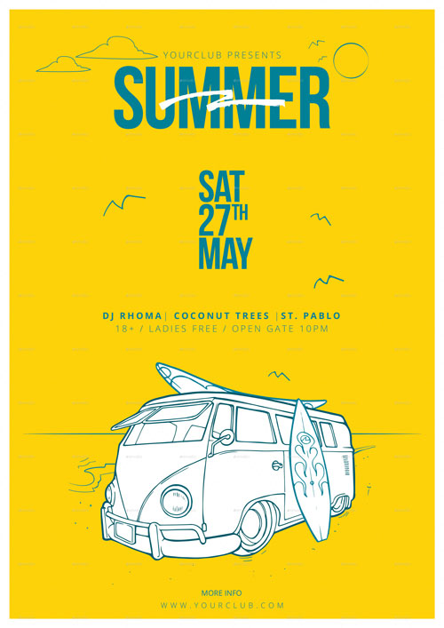 Summer Flyer Template & Social Media Banner