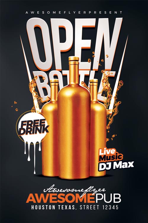 Open Bottle Flyer Template