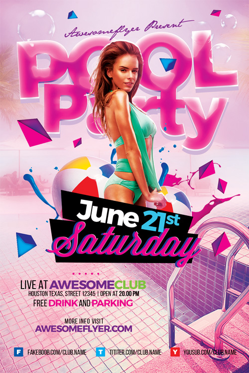 Summer Pool Party PSD Flyer Template