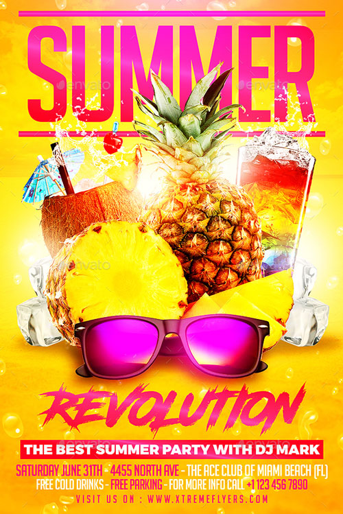 Summer Break Beach Party Flyer Template