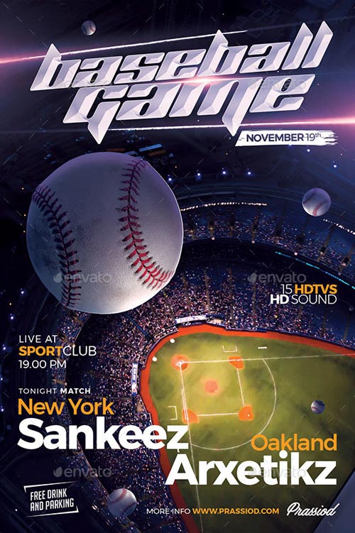 Baseball Game Match Flyer Template