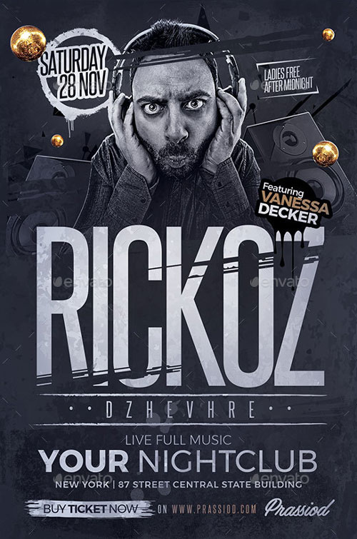 DJ Party Night Event Flyer Template