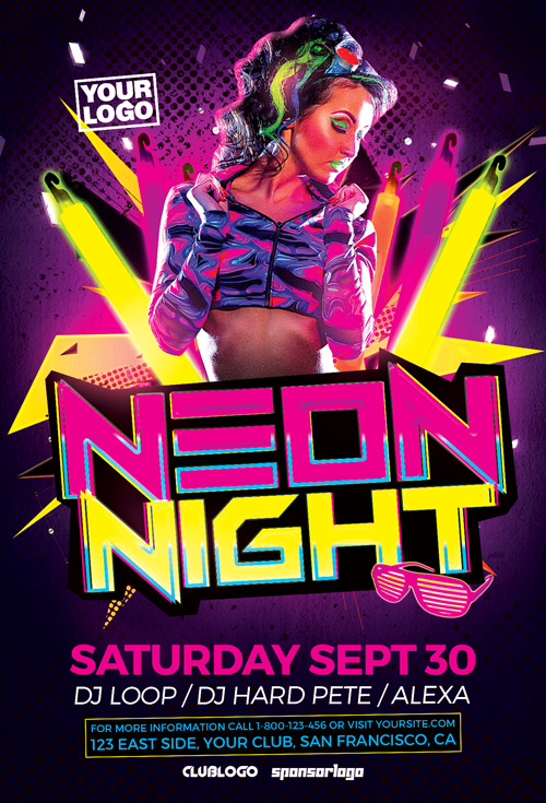 Neon Party Flyer Template