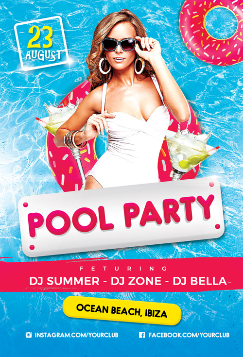 Summer Pool Party Flyer PSD Template