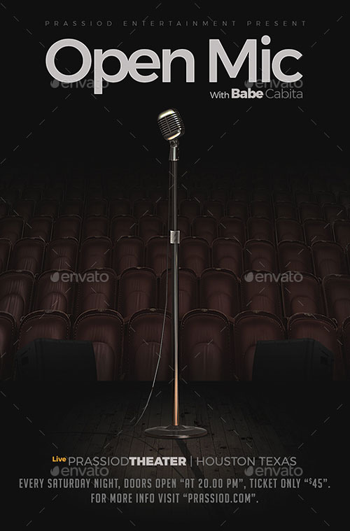 Open Mic Flyer Template for your next Comedy Event