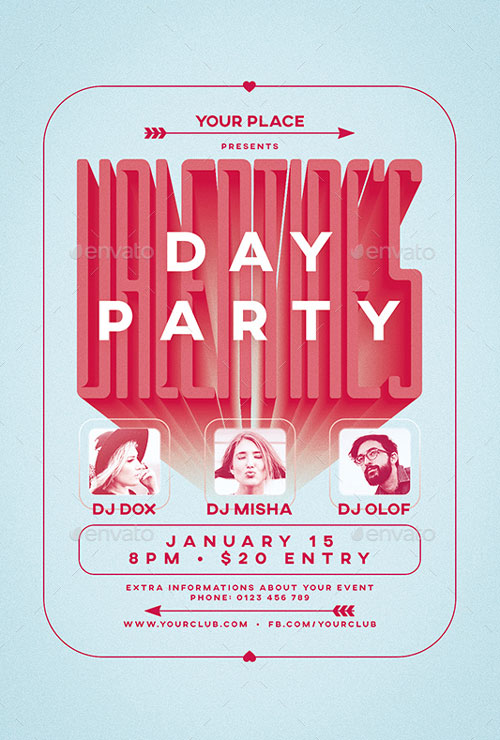 Valentine's Day Party Flyer and Poster Template