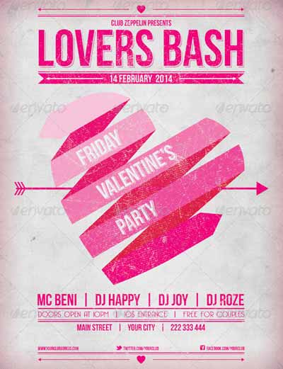 Lovers Bash Valentines Day Party Flyer Template