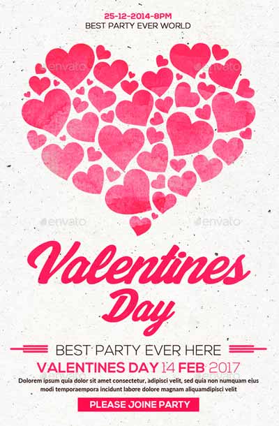 Valentines Day Party Flyer PSD Template