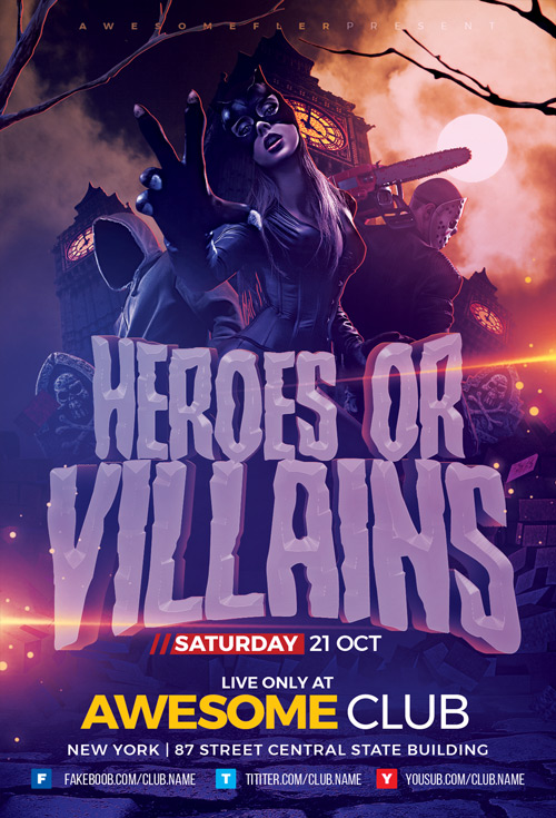 Halloween Cosplay Party Night Flyer Template