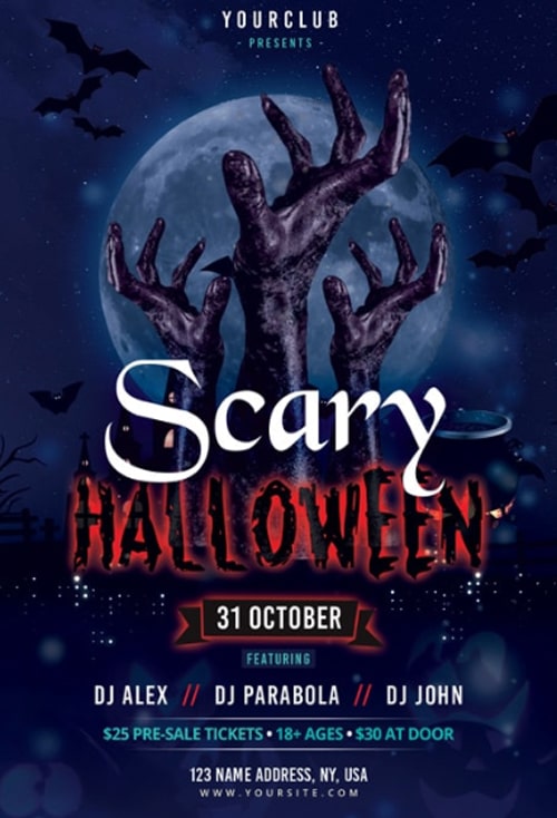Scary Halloween Party Free Flyer Template
