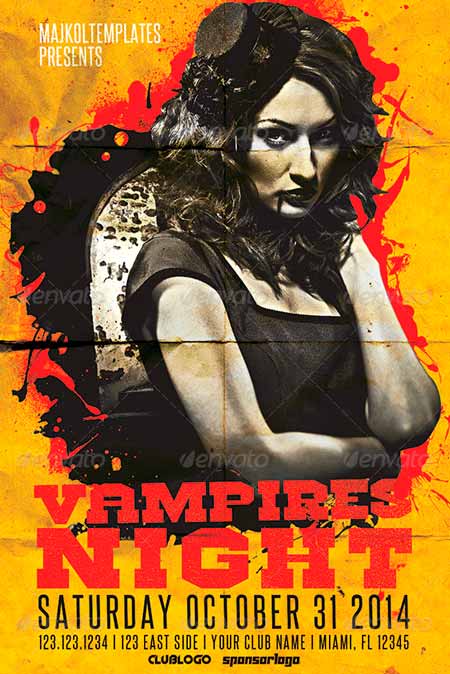 Vampires Night Halloween Party Flyer Template