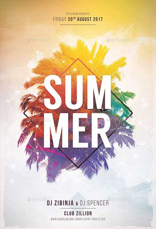 Summer Electro Party Event Flyer Template