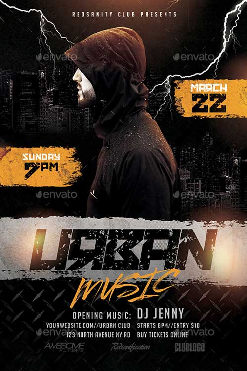 Urban Music DJ Party Flyer Template