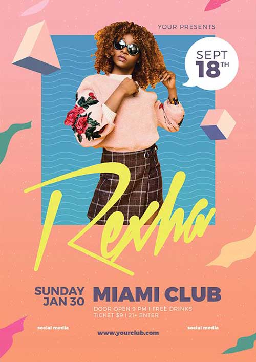 90's Music Dj Party Flyer Template