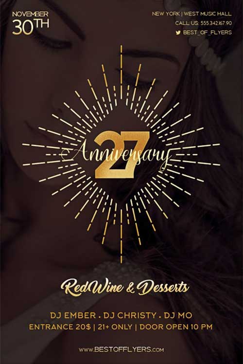 Anniversary Party Free Flyer TemplateAnniversary Party Free Flyer Template