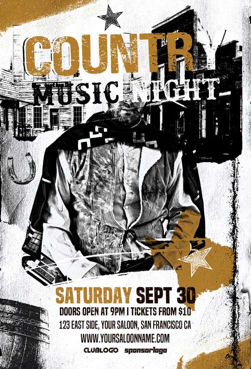 Country Music Night Free Flyer Template