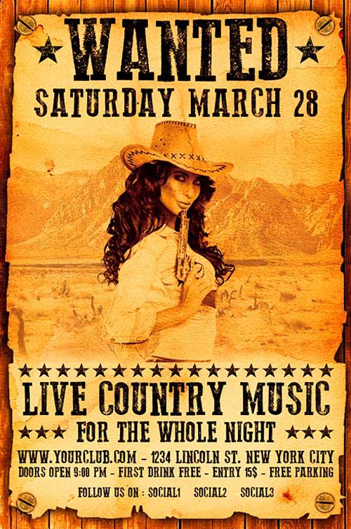Country Wanted Flyer Template
